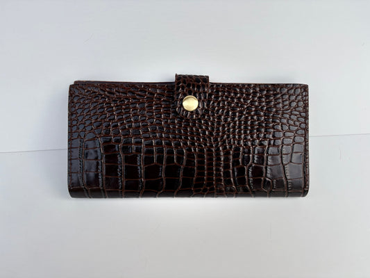 Crocodile Hide Long Wallet – Solve Bulk, Style & Durability Issues with Executive Elegance